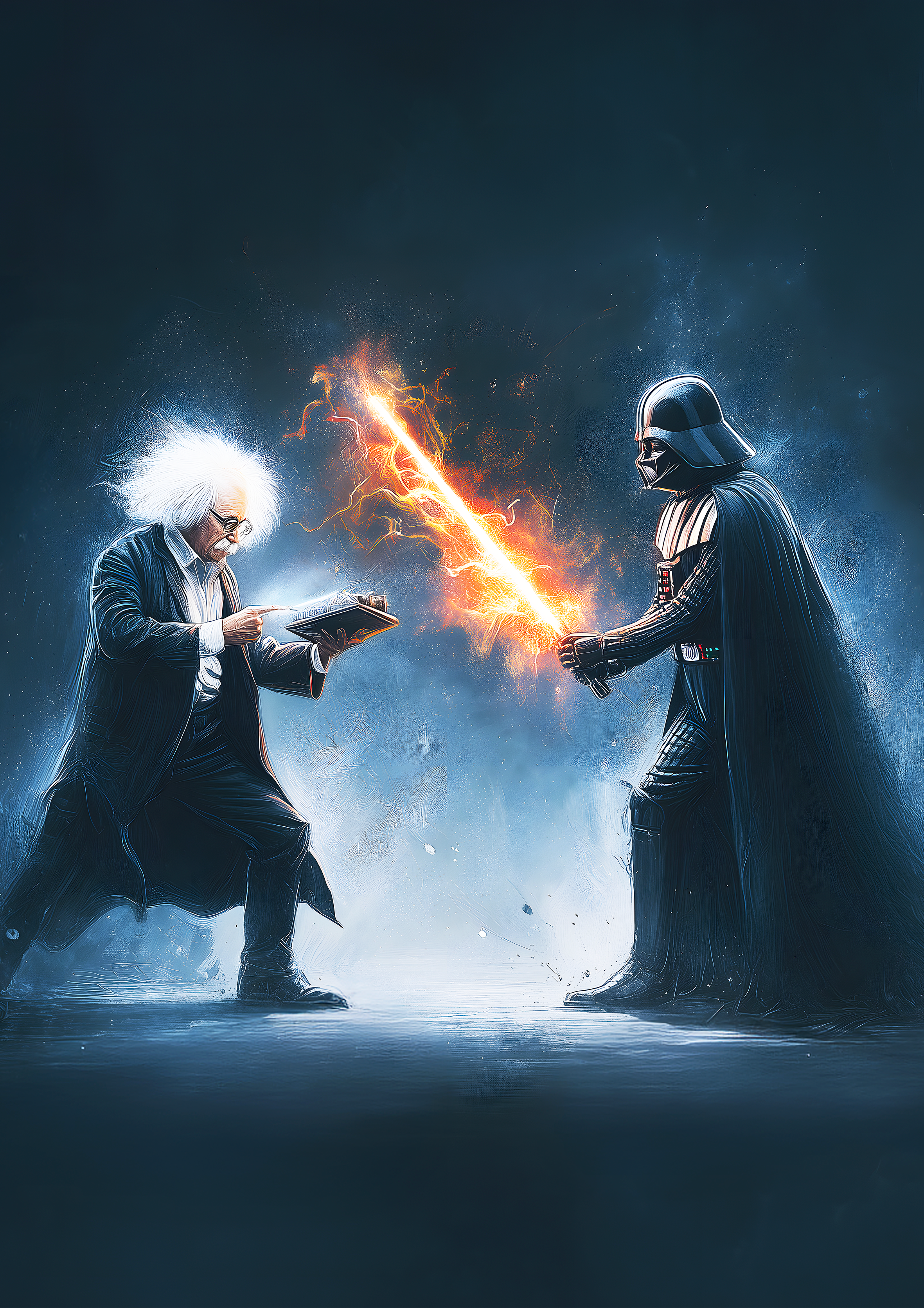 Einstein Vs Vader metal poster artwork
